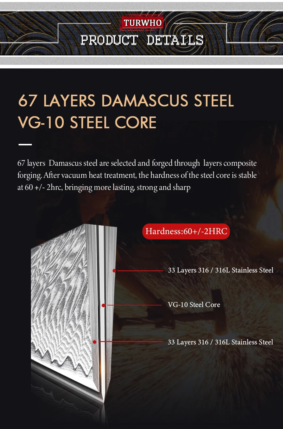 Damascus Kitchen Chef Knife High Carbon Steel