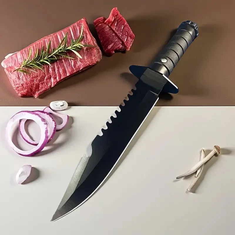 Straight Blade Knife All-Steel Handle, Nylon Grip