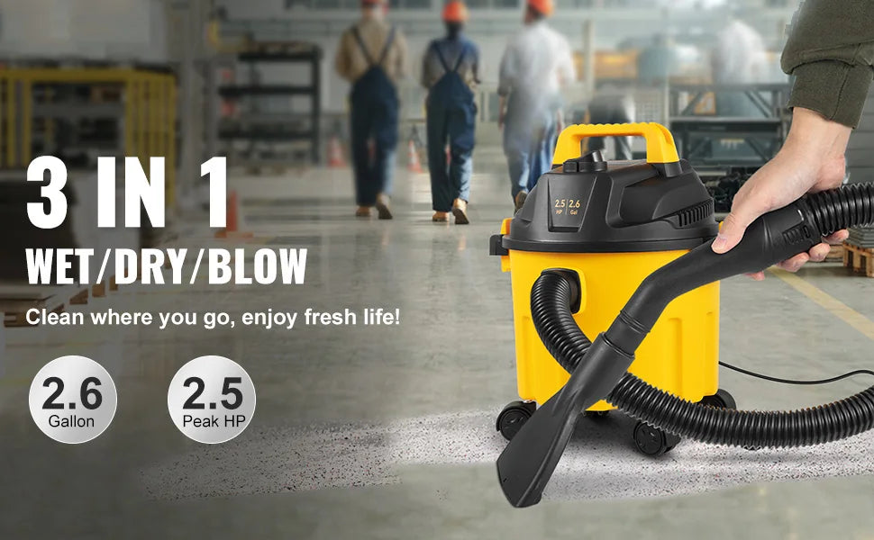 Wet Dry Vac 2.6 Gallon 2.5 Peak HP Shop Vacuum