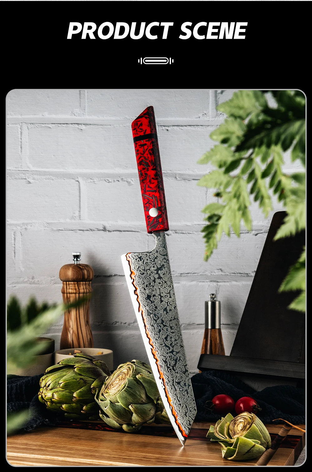 8 Inch Knife 55 Layers Copper Damascus Steel