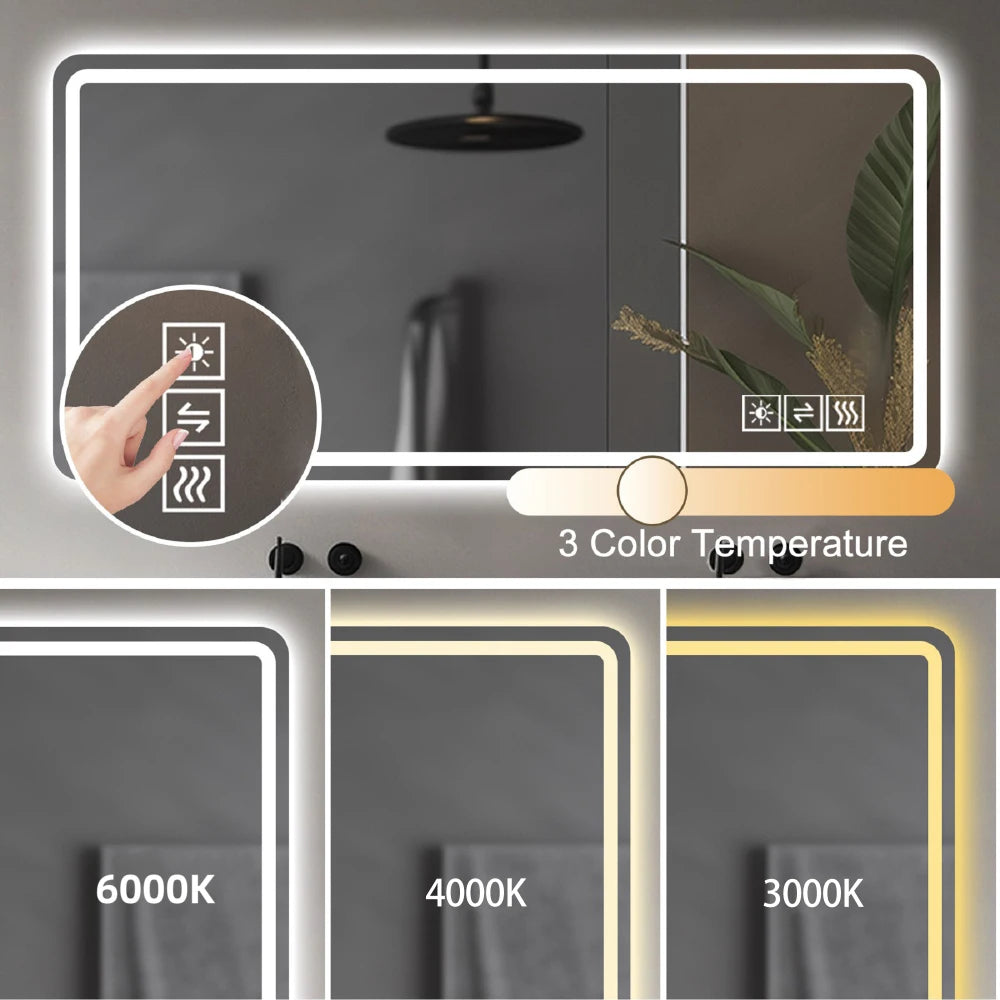 28x60" LED Bathroom wall mirror, Anti-Fog, Dimmable