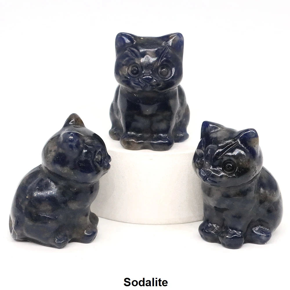 1.2" Mini Hand Carved Animal Kitty Figurine