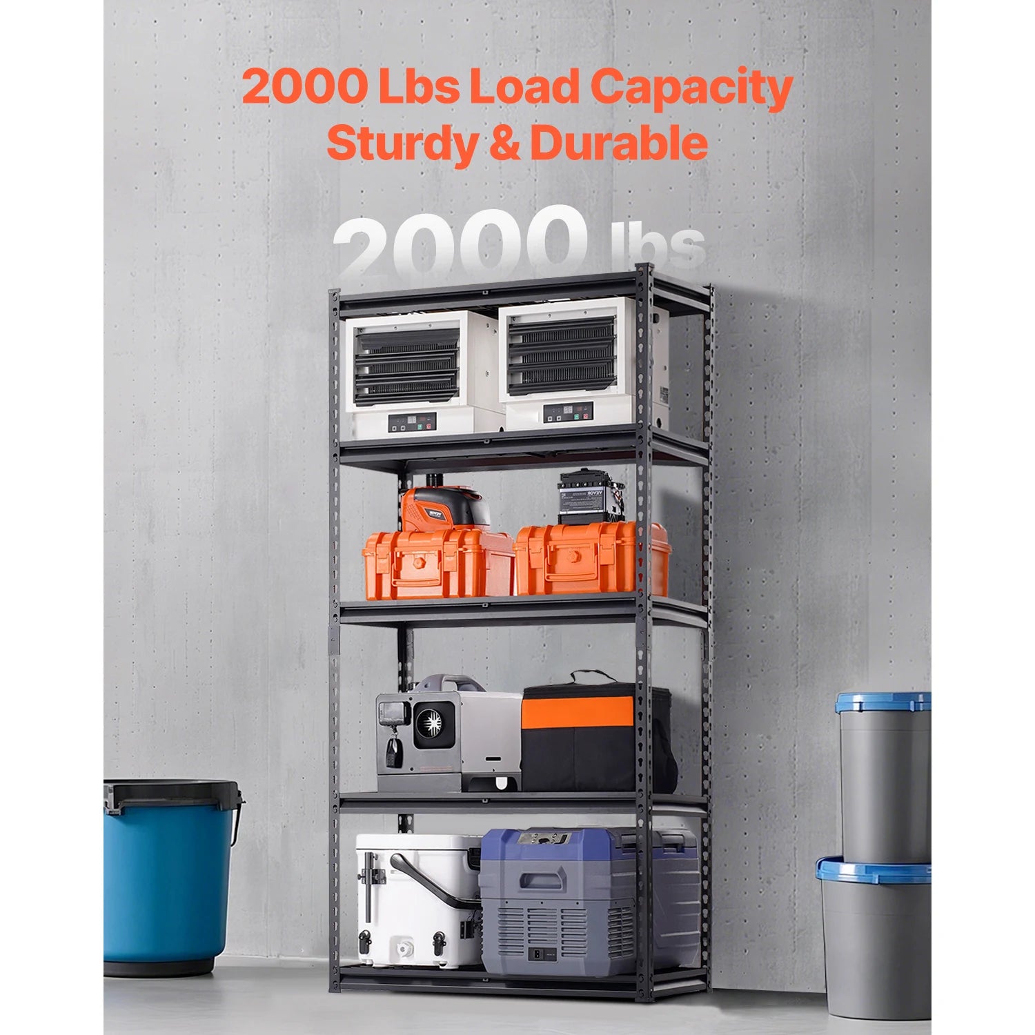 5 Tier Metal Storage Shelves Height Adjustable Shelving