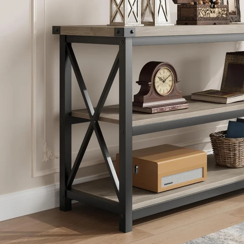 3 Tier Console Table, 47.2" Entryway Table with Storage