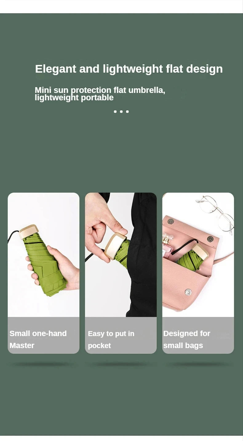 Mini Sun, Rain Pocket Umbrella, Vinyl, Folding