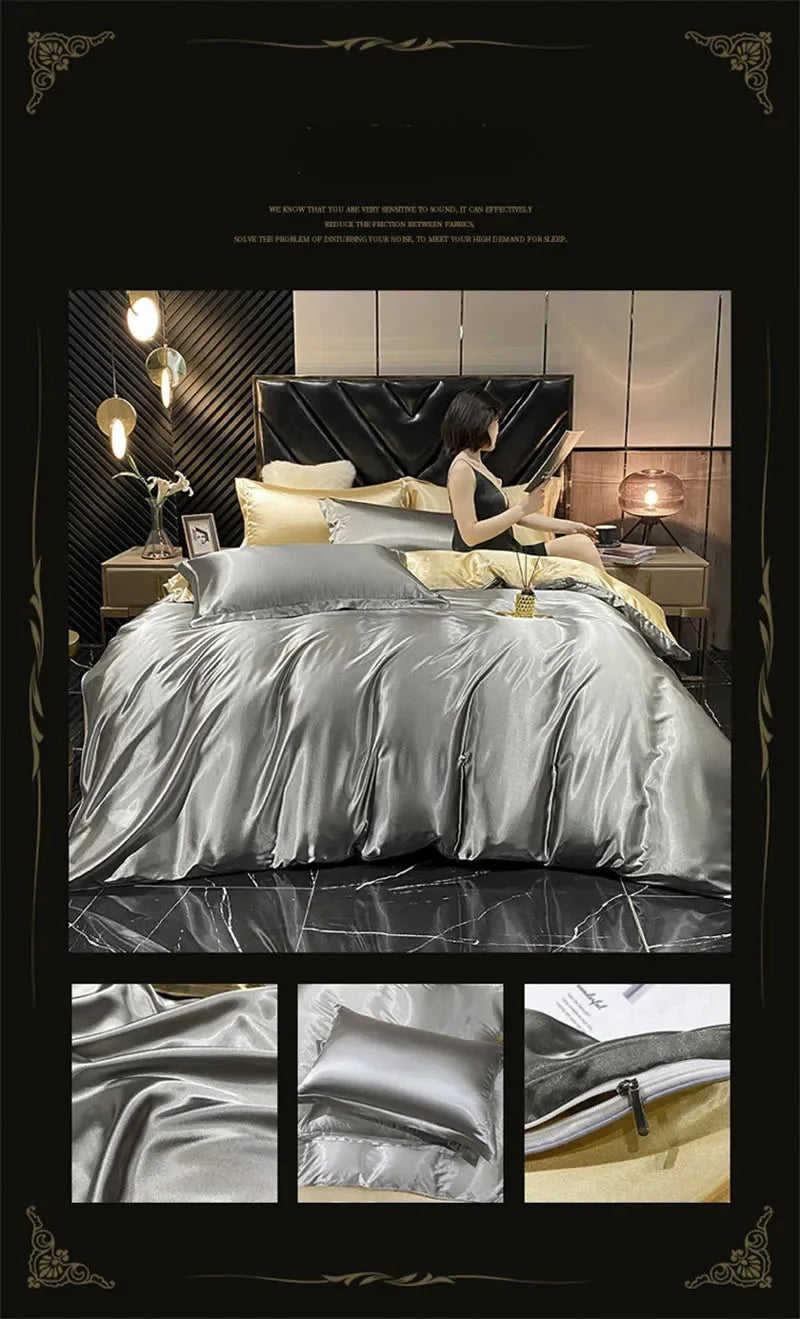 Satin Bedding Set, Duvet Cover, Sheets, Pillowcases