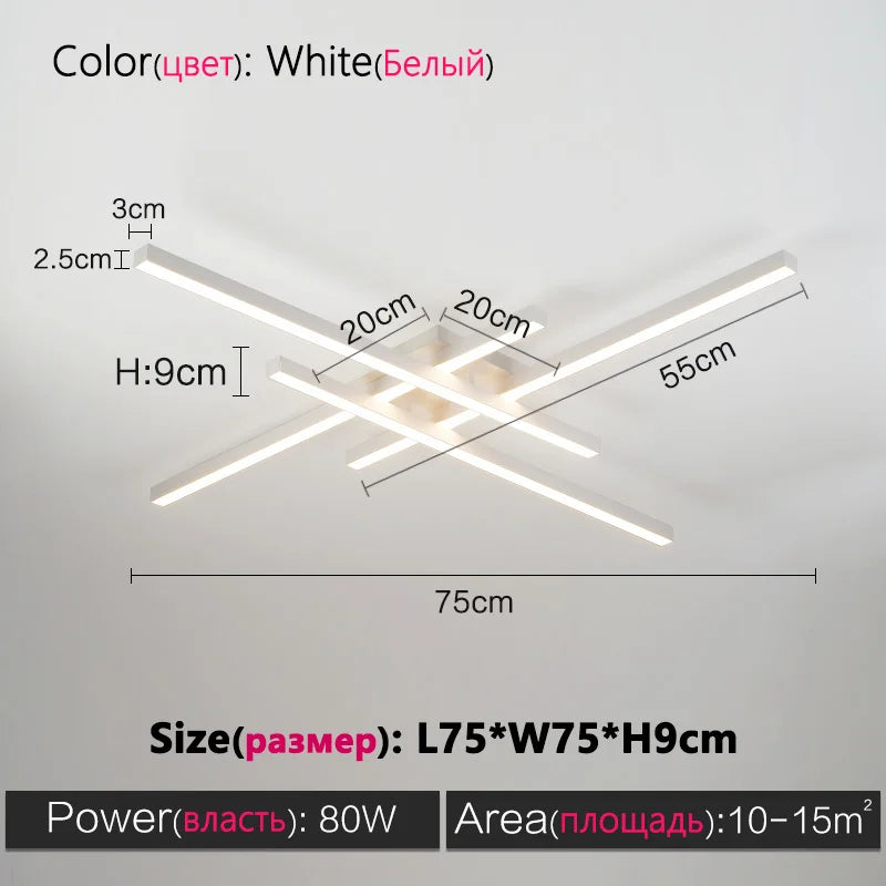 square led ceiling lamp, strip lights, black, white