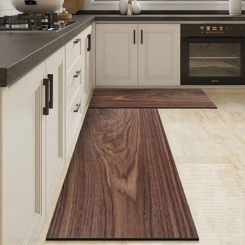 Waterproof Floor Mat Brown Imitation Wood Grain