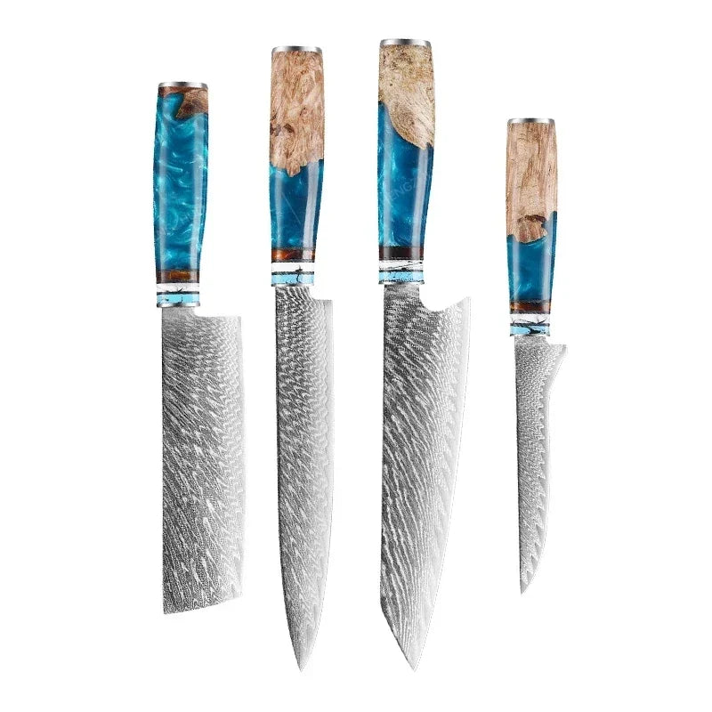 1-10pcs Japanese Damascus Kitchen Knives Set
