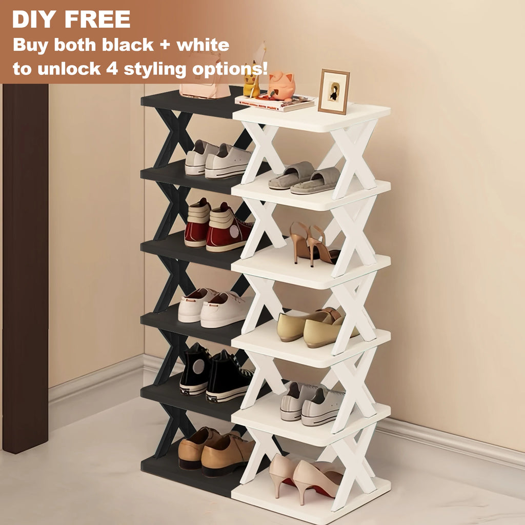 Shoe Rack Storage Organizer, Black, White