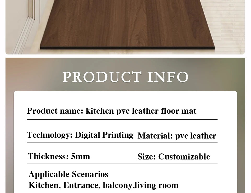 Waterproof Floor Mat Brown Imitation Wood Grain