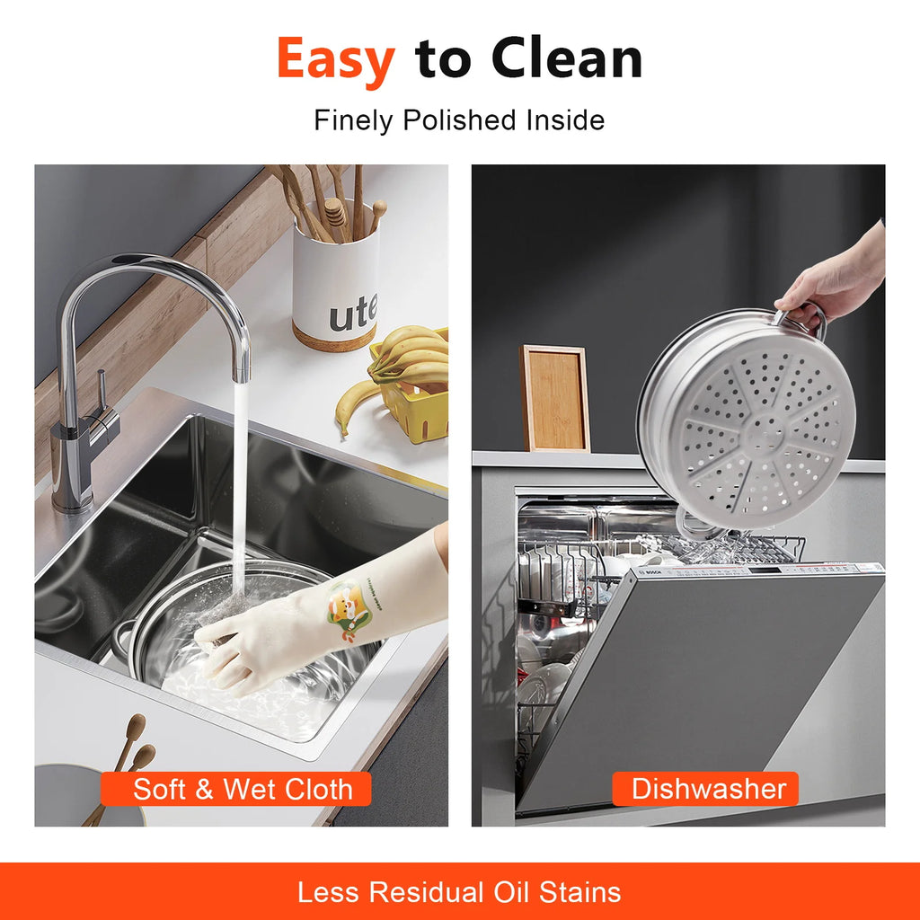 28CM 3-Tier Large Stainless Steel Steam Cooker