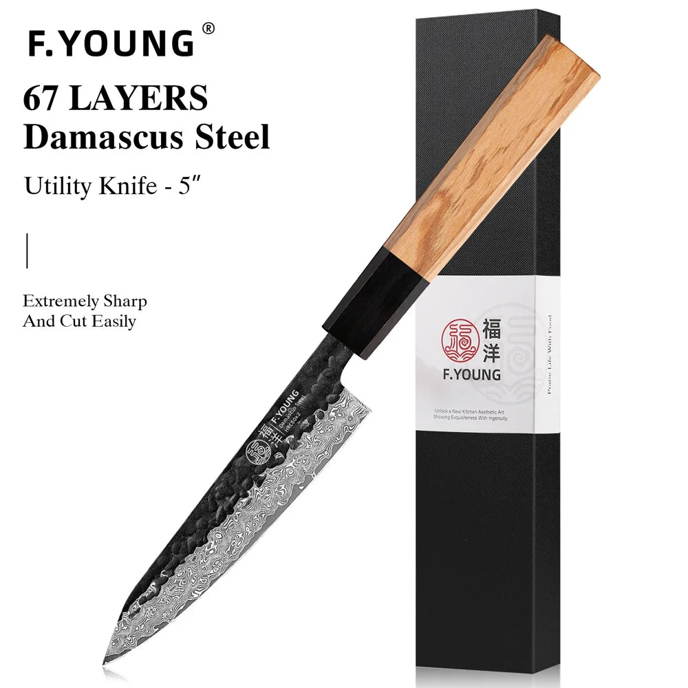 Damascus Steel Kitchen Knives, Japanese Hand Forged