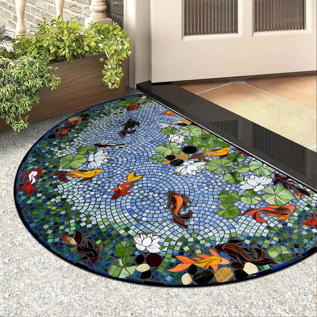 Entrance Doormat House, Outdoor, Semi-circular, Floral Style