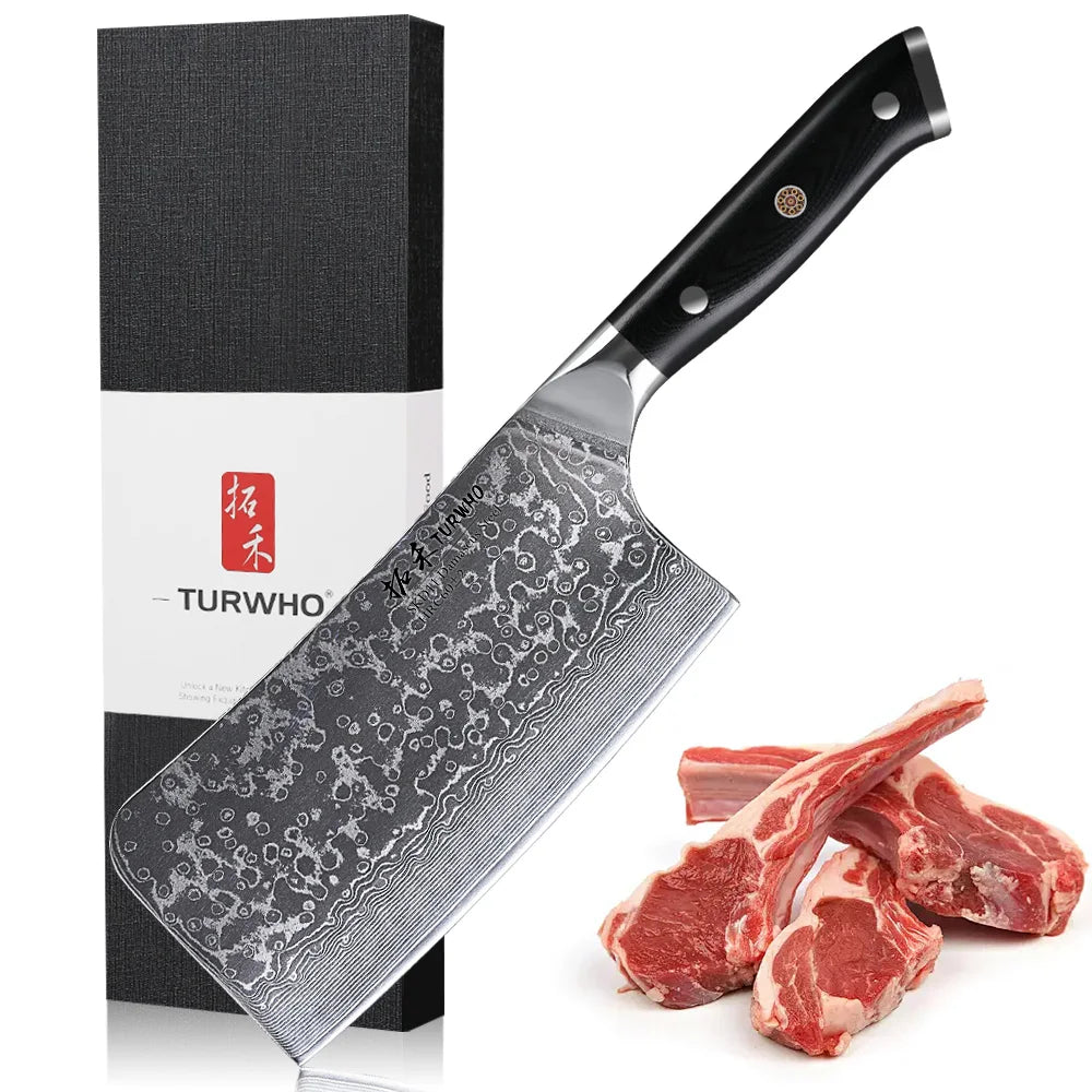 7" Bone Chopper Knife 67 Layers Japanese Damascus Steel