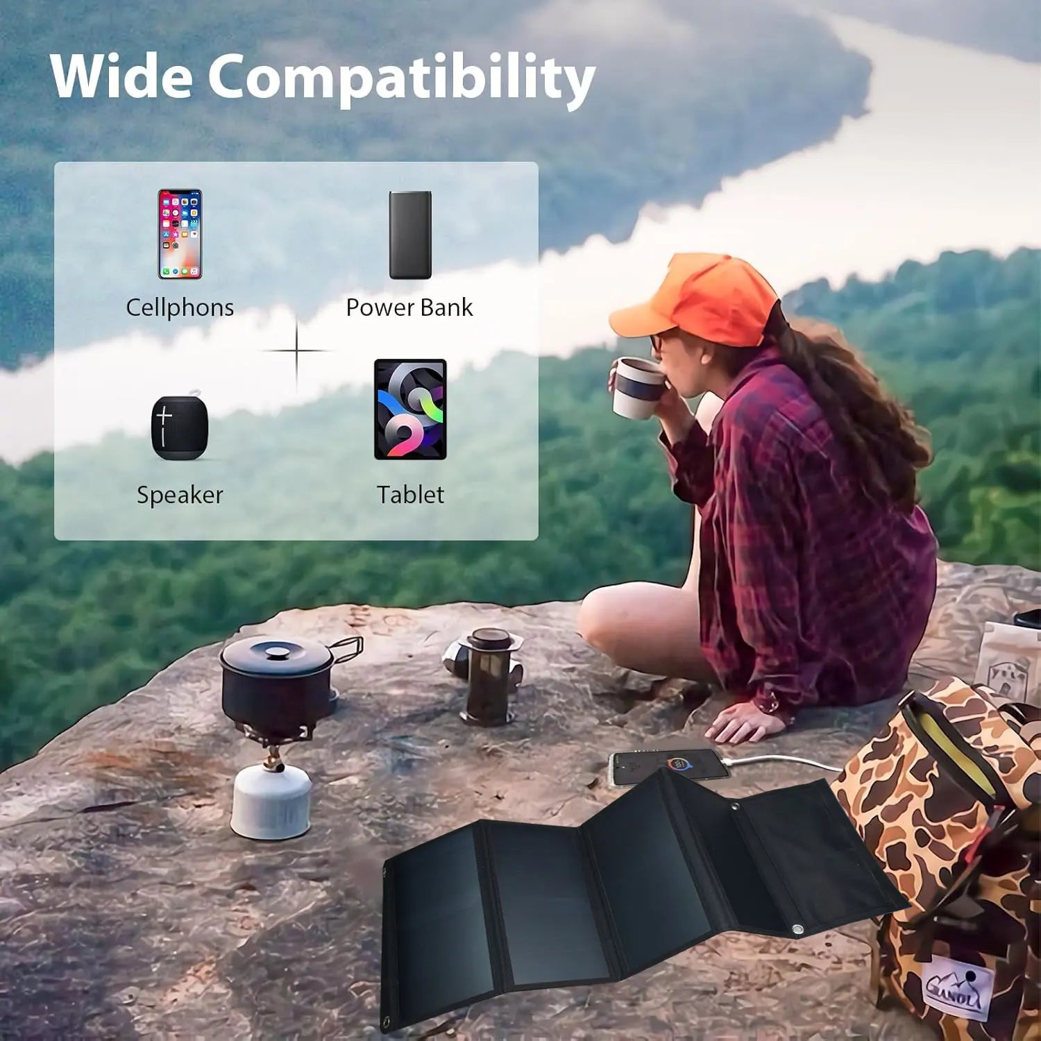 28W Portable 5VFolding Solar Panel 2 USB Ports