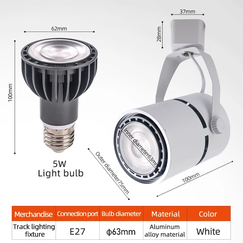 Led, Incandescent Track Light 5-10W, White, Black