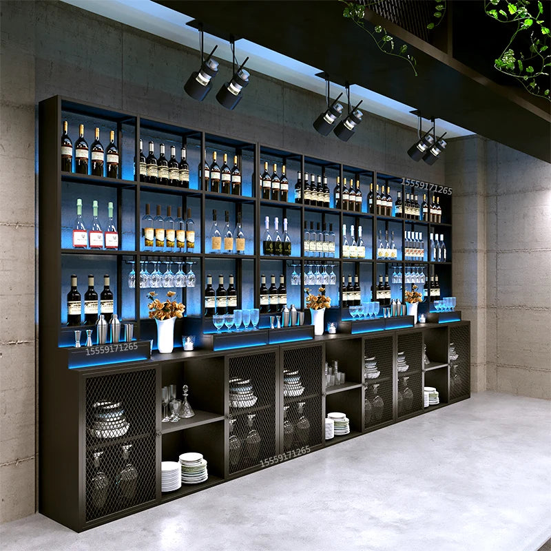 Standing Shelves Bar Cabinet Mobile Multifunctional Partitions Wine Cabinet Designer Nordic Armadi Aperti Drinking Bar Furniture