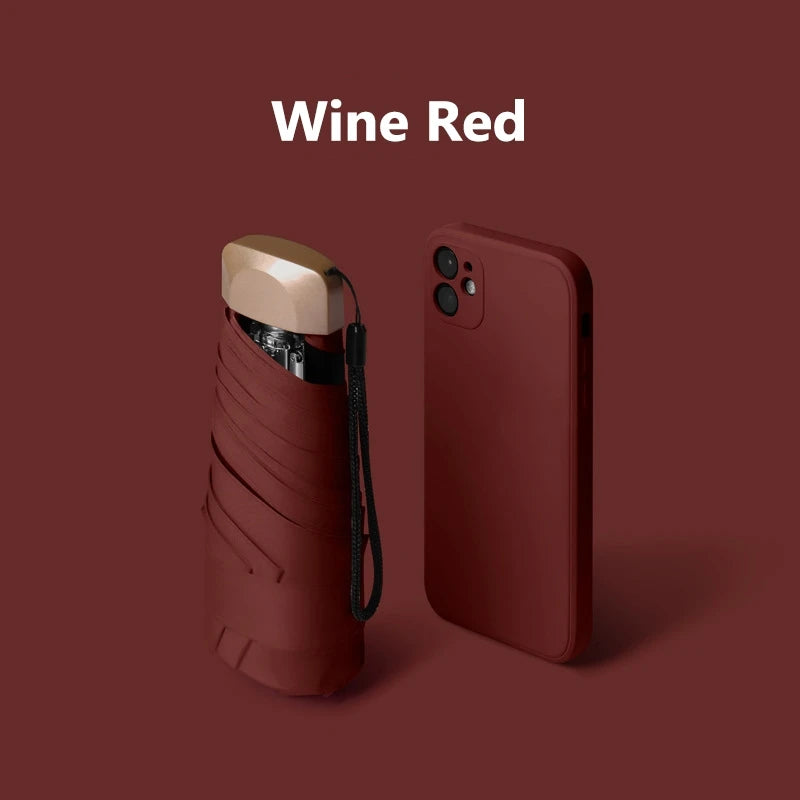 Mini 55% Off Sun Umbrella Small Pocket Rain Umbrella Vinyl Folding UV Ultraviolet Protection Sun Shade Pocket Parasol Capsule