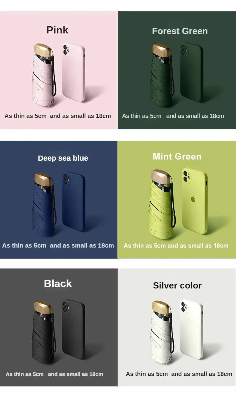 Mini Sun, Rain Pocket Umbrella, Vinyl, Folding