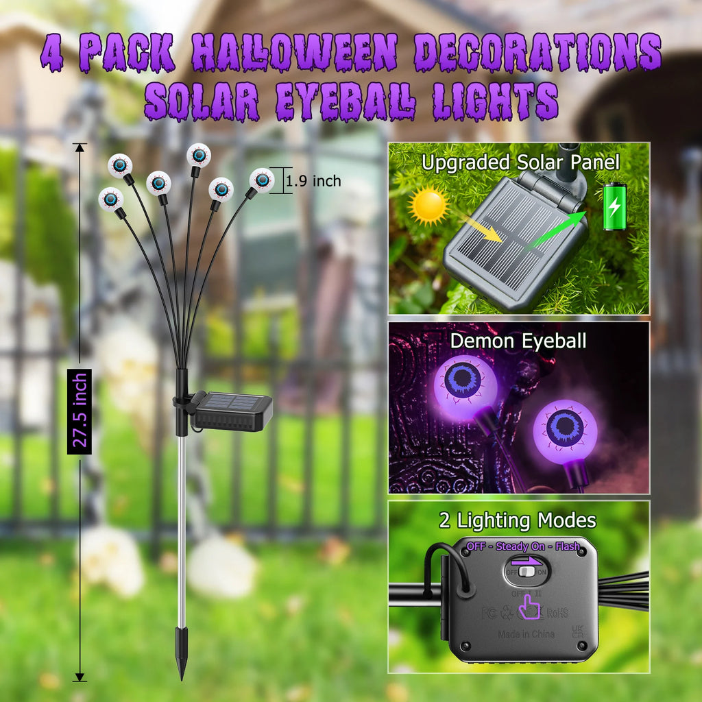 Solar Scary Eyeball Lights, Purple/Green