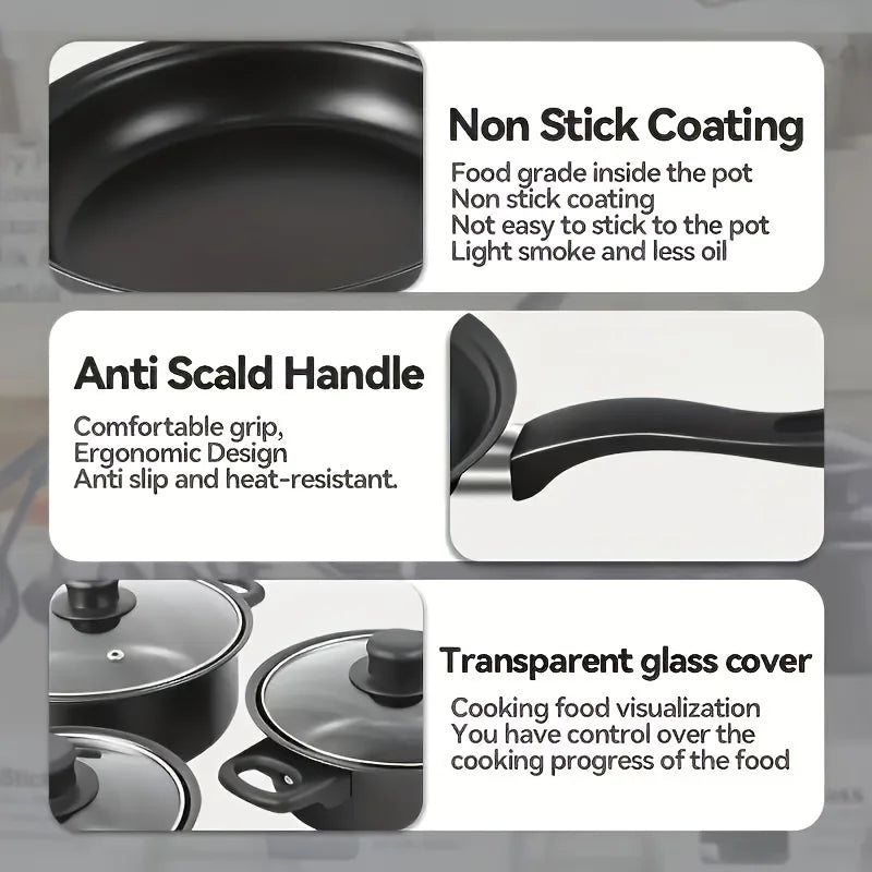 13-Piece Nonstick Cookware Set Black