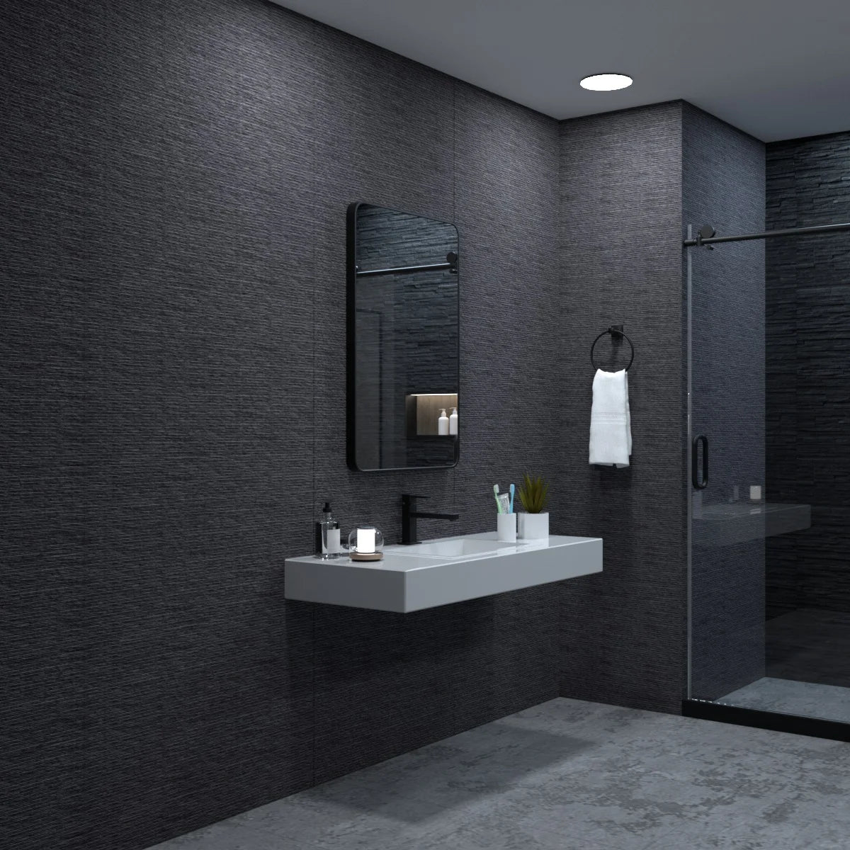 Matte Black Rectangle Wall Mirror