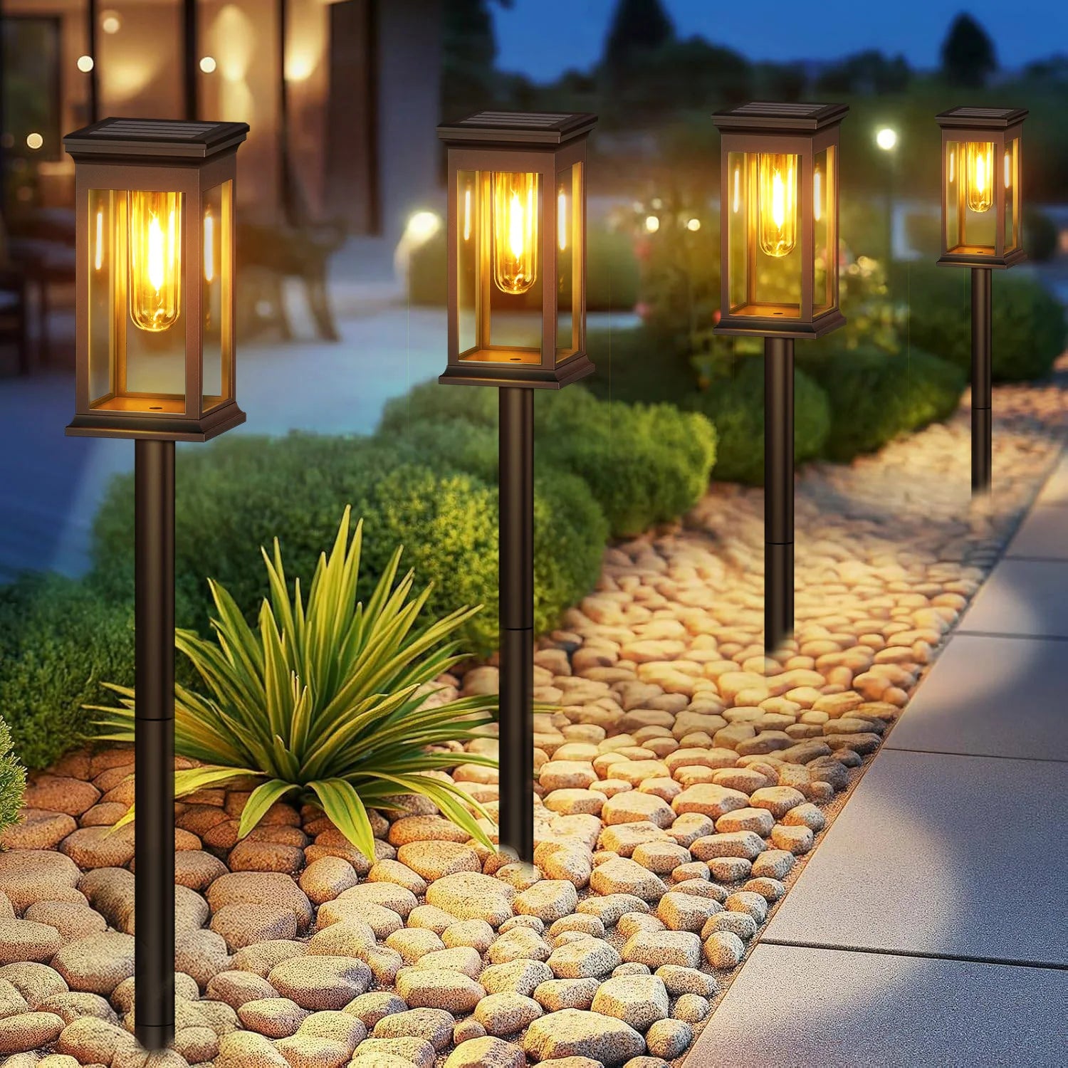 2/6/12 Pack [Upgraded] Solar Lights, 2700K Warm White, Super Bright 12Hrs, for Yard/Garden Walkway