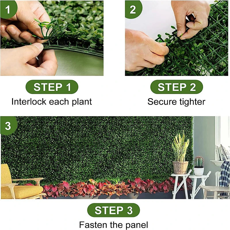 12pcs 24pcs Artificial Plants Grass Wall Panel Boxwood Hedge Greenery Privacy Fence Panel Grass for Indoor Home Garden Wedding