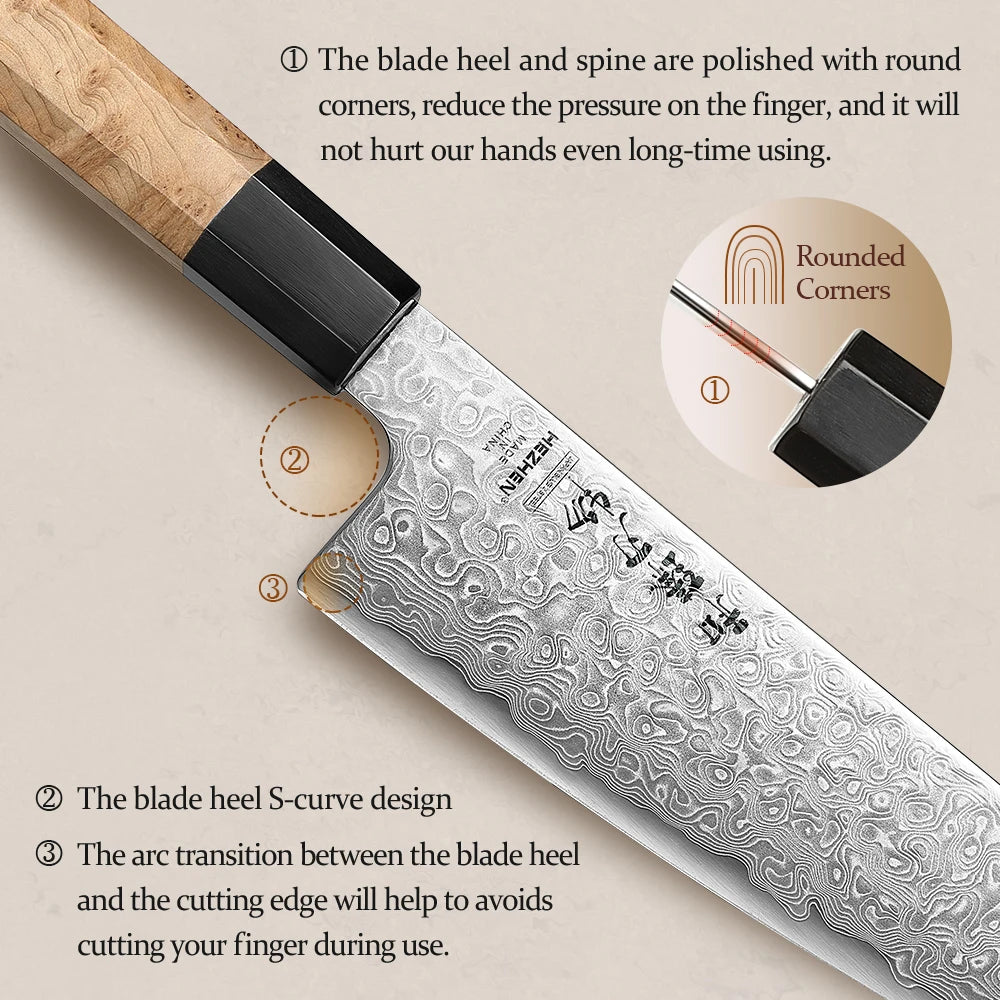 1PC Or 3PC Knife Set Damascus Steel Chef Knives