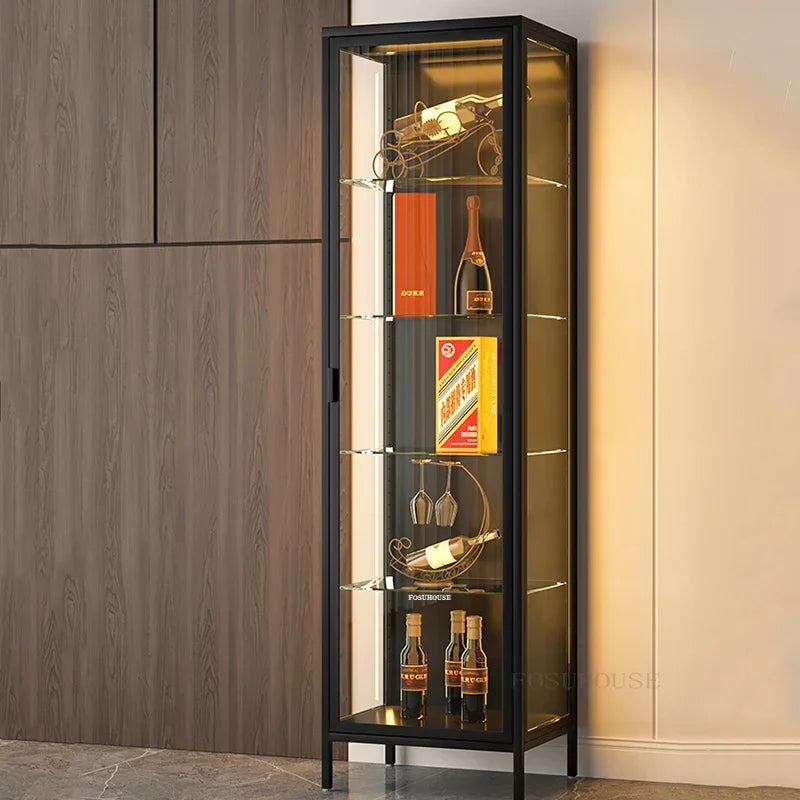 Glass Door Display Cabinet, Minimalist Light
