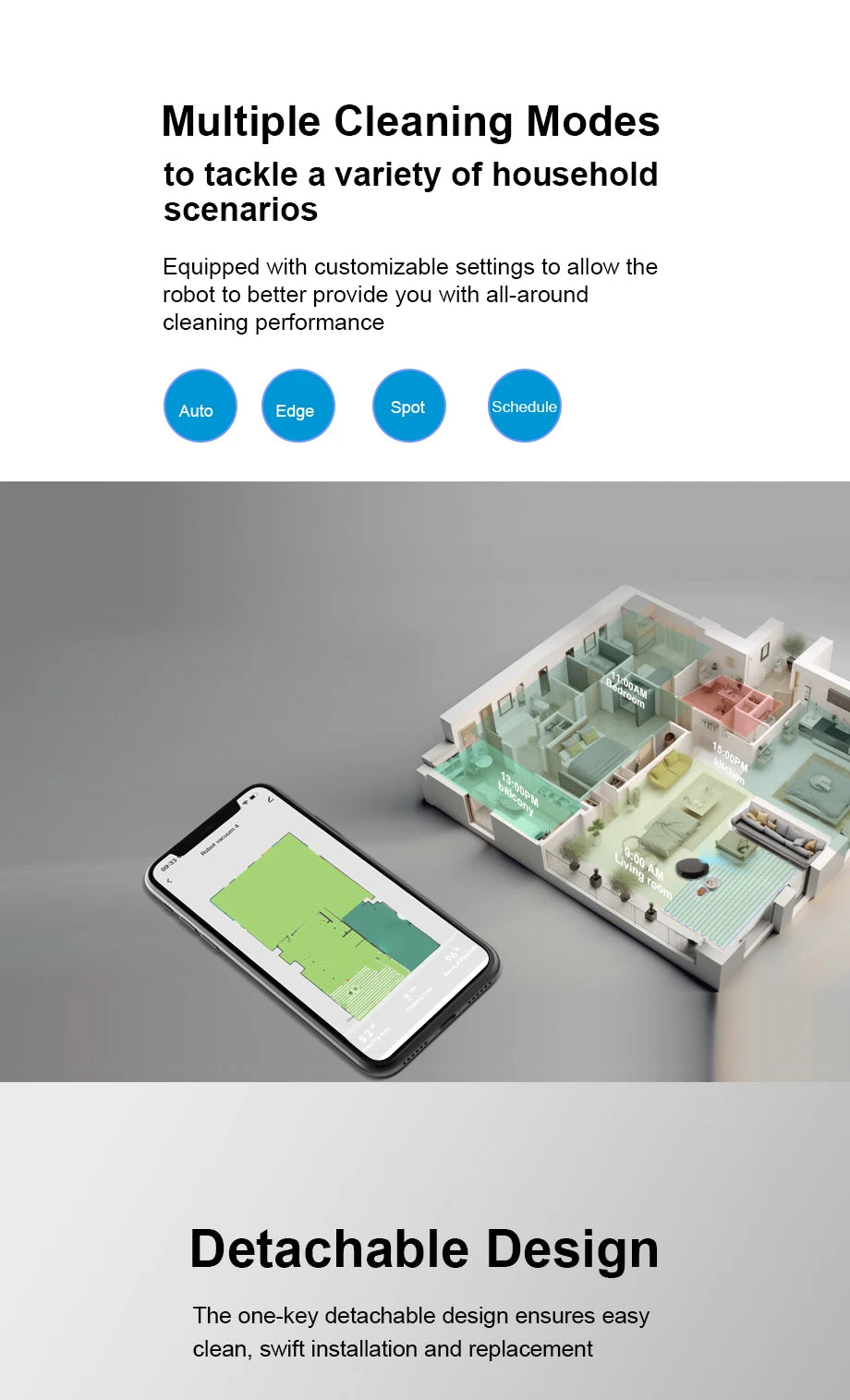 Robot Vacuum Cleaner, Mop, WiFi/Voice, Auto-Recharge