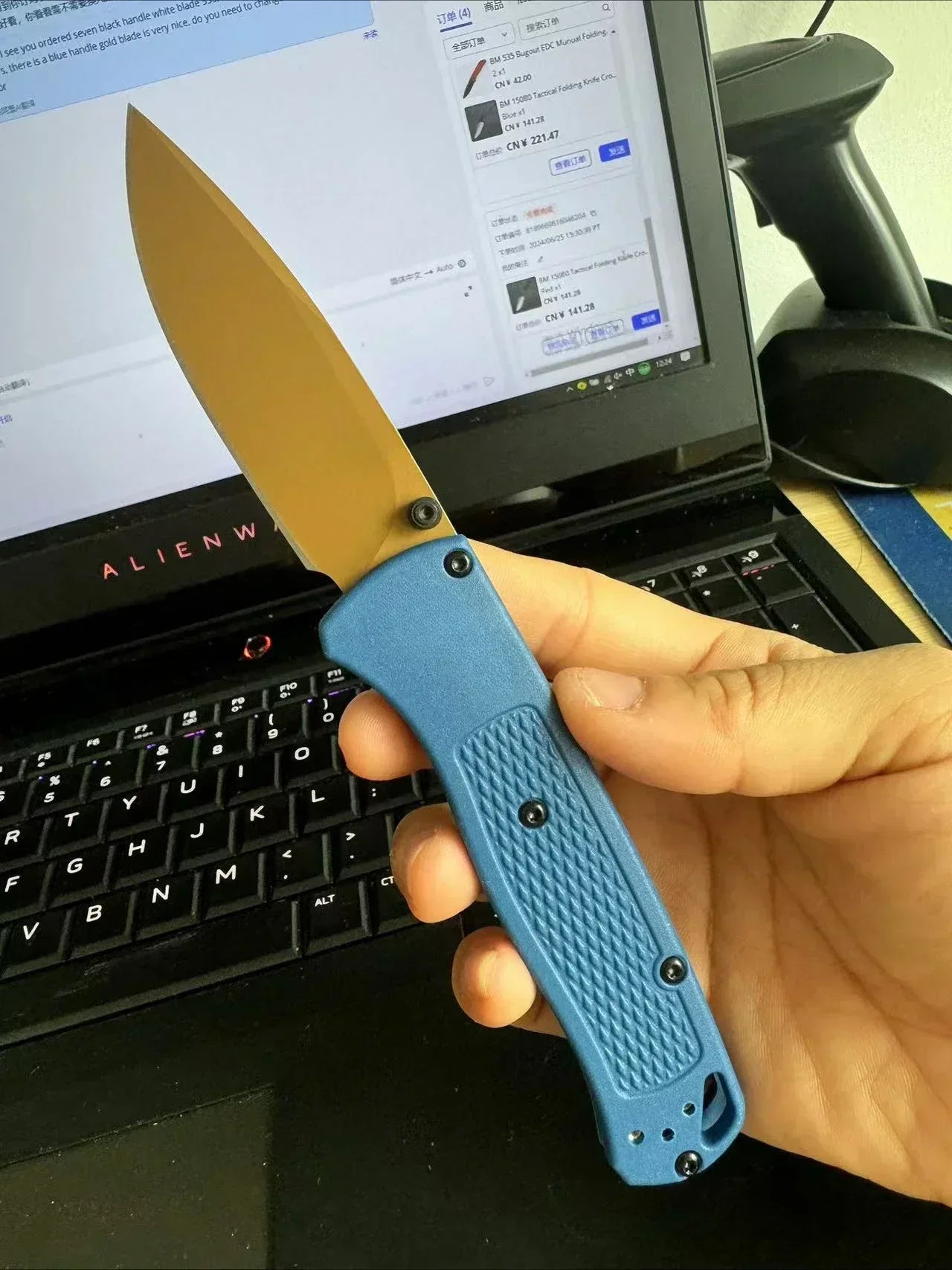 Folding Pocket Knife Black/ White Blade