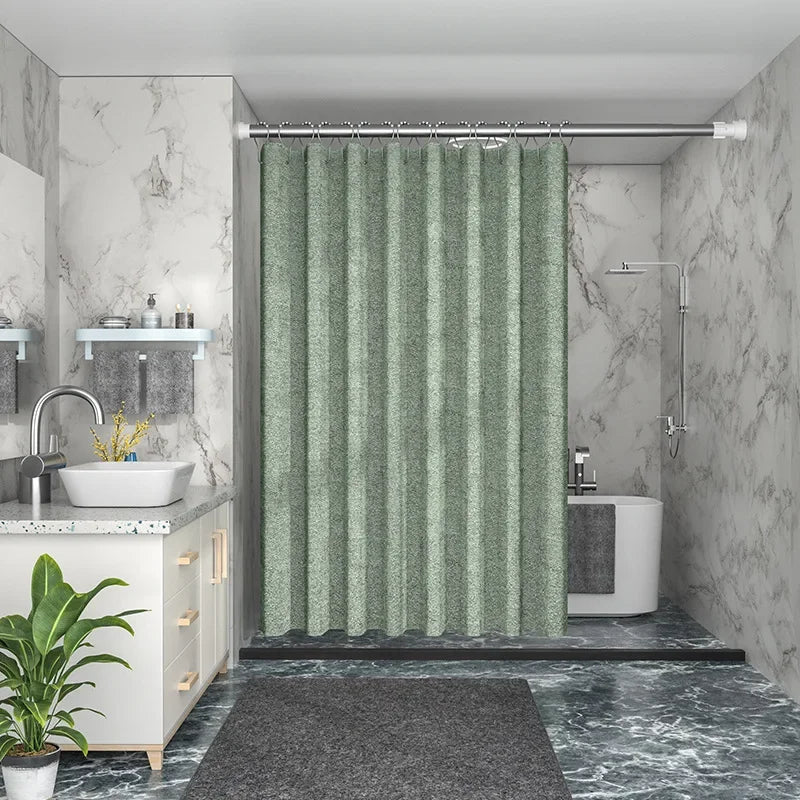 Waterproof Imitation Linen Shower Curtain, 6 Colors