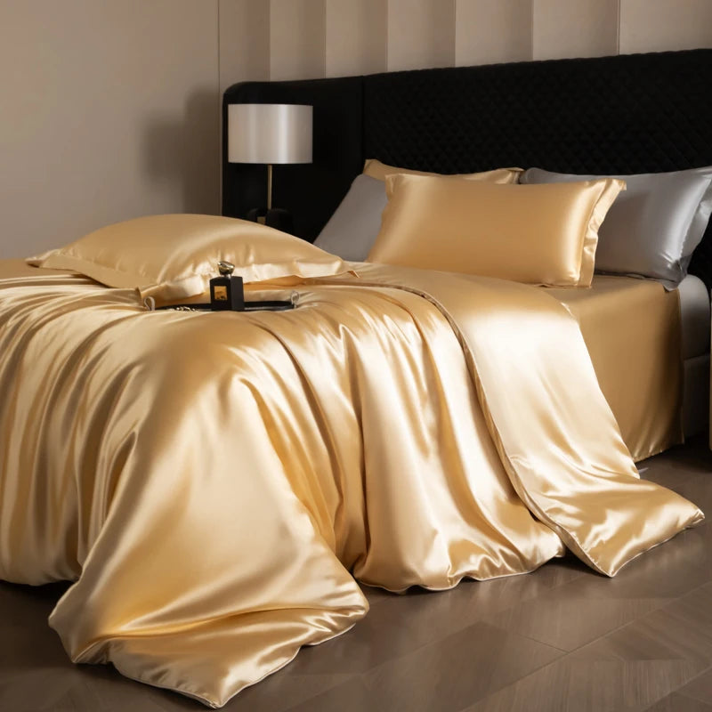Silk Bedding Set, Duvet Cover, Fitted/Flat, Pillowcases