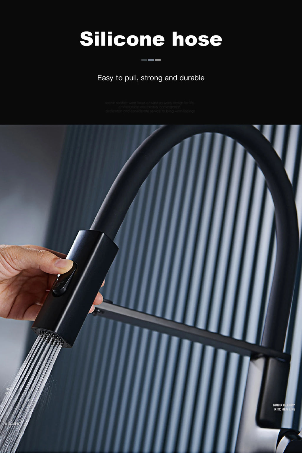 black kitchen faucet, 2 function Spray