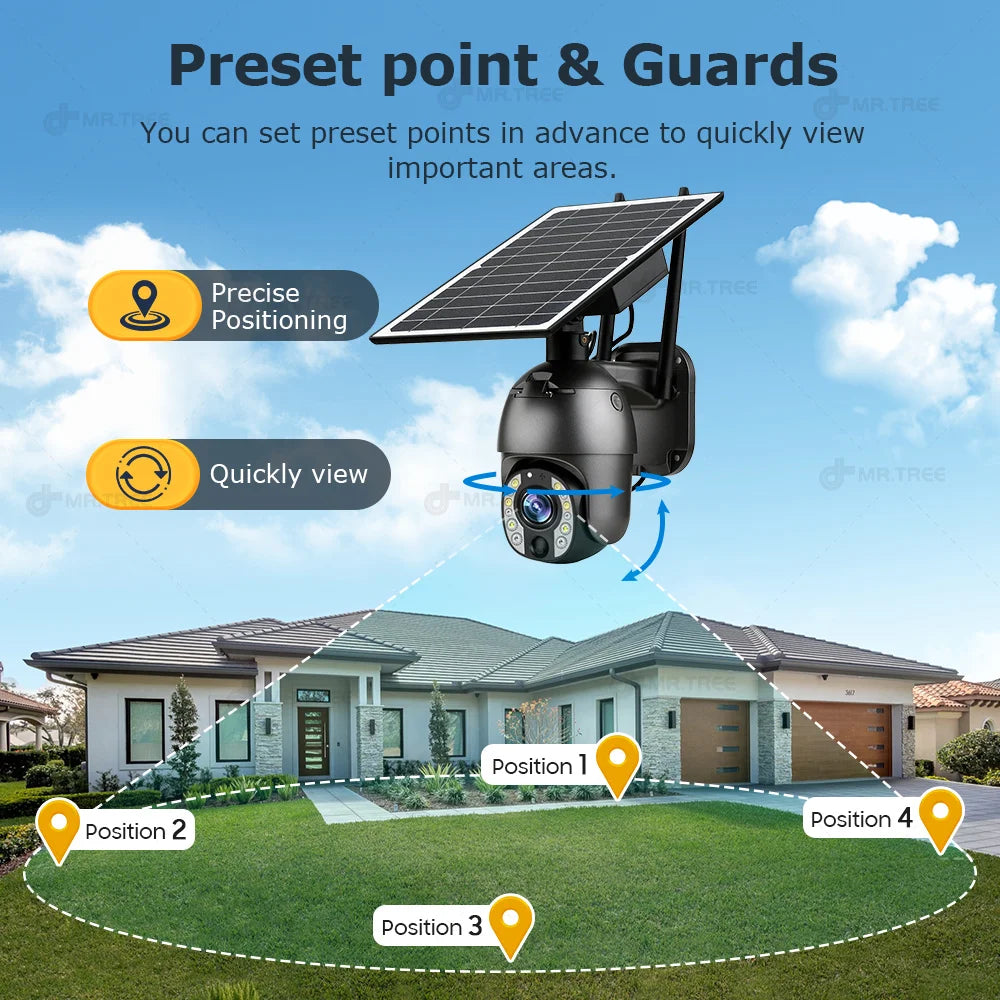 Solar Outdoor Surveillance Camera, 50X Zoom, Humanoid Tracking