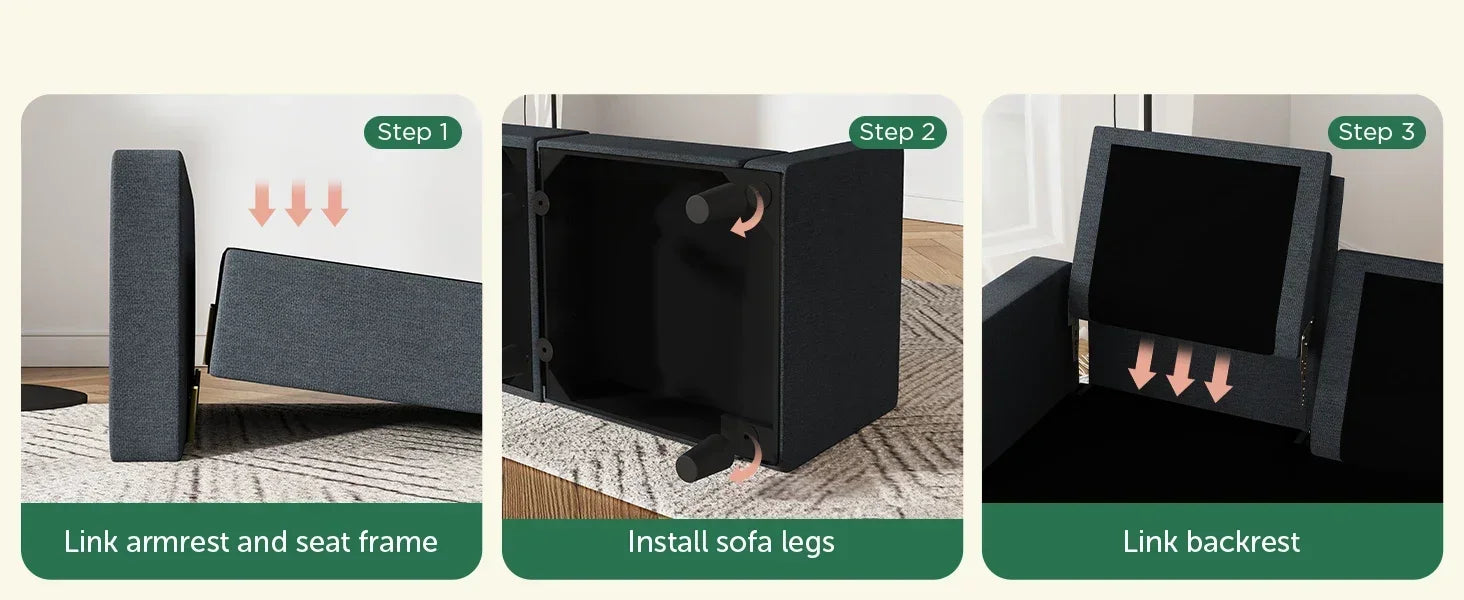 3-Pc. Convertible Sleeper, Storage