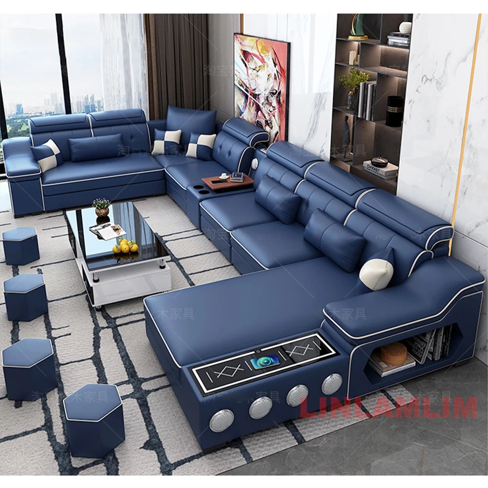 Sectional Sofa, Bluetooth Speakers, USB Charging Ports