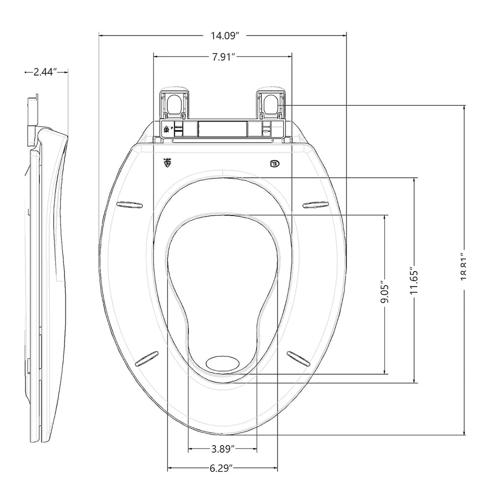 Elongated Toilet Seat, Quick Release-Attach, Soft Close