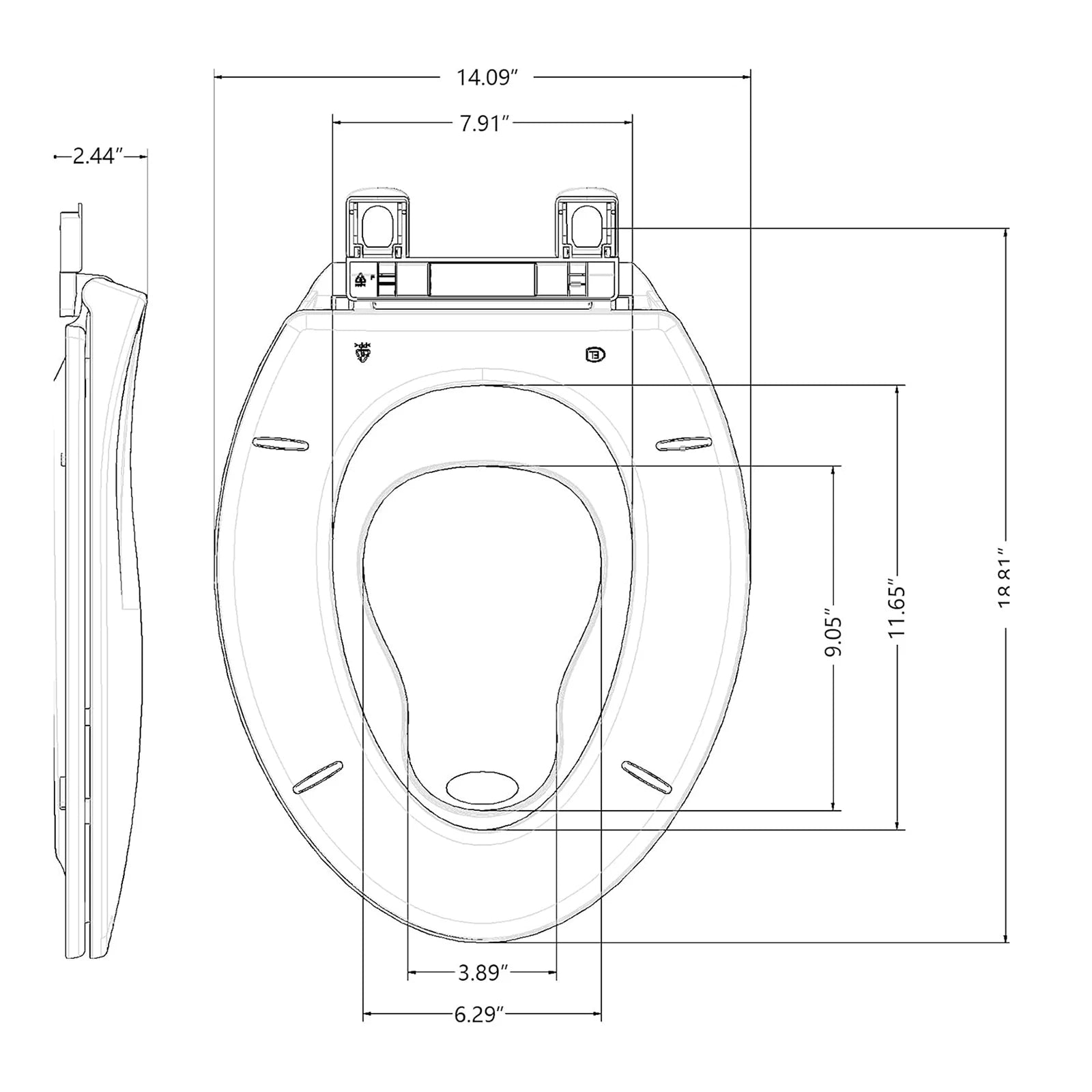 Elongated Toilet Seat, Quick Release-Attach, Soft Close