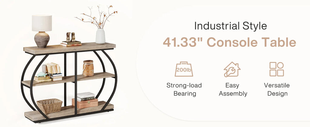 41.3" Console Table, 3-Tier Entryway Table