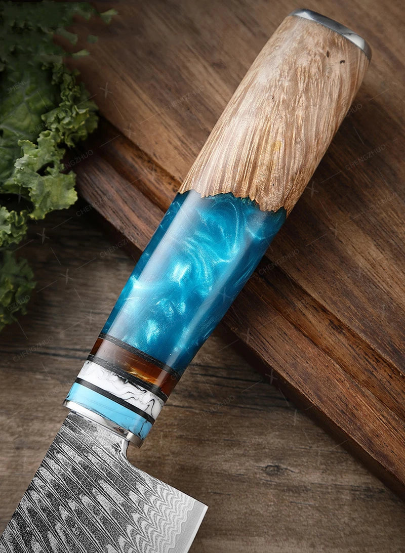 1-10pcs Japanese Damascus Kitchen Knives Set