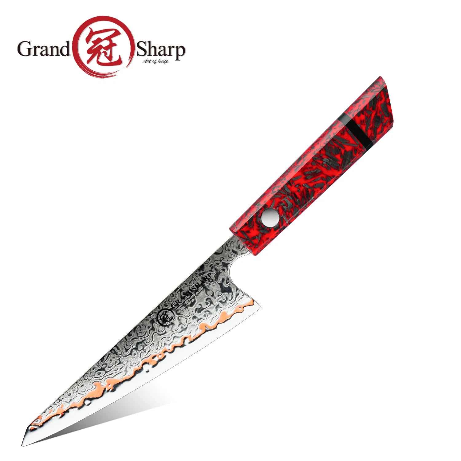 1-7PCS 55 Layers Copper Damascus Steel Chef Knife
