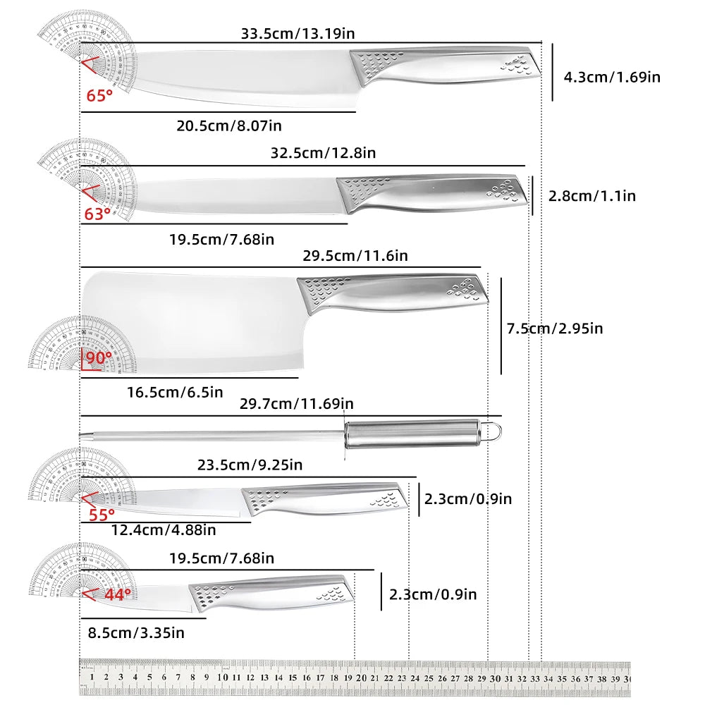 8pcs Kitchen Knives Set Stainless Steel With Block