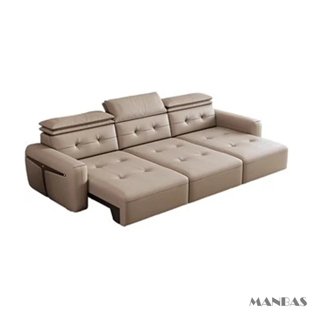 Leather Electric Convertible Sofa Bed, Adjustable Headrest