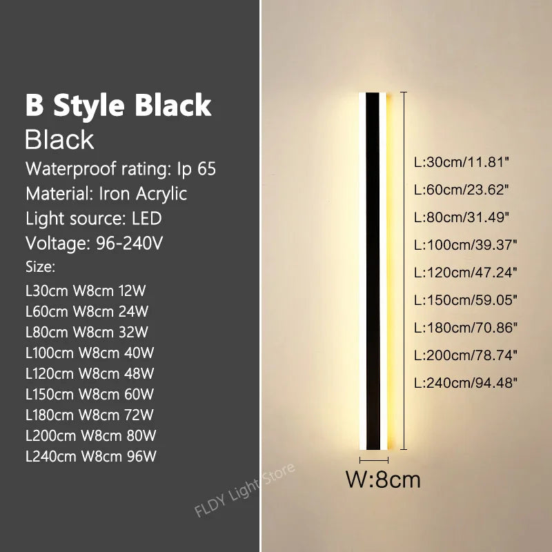 Long Strip Outdoor Waterproof Wall Garden Lights