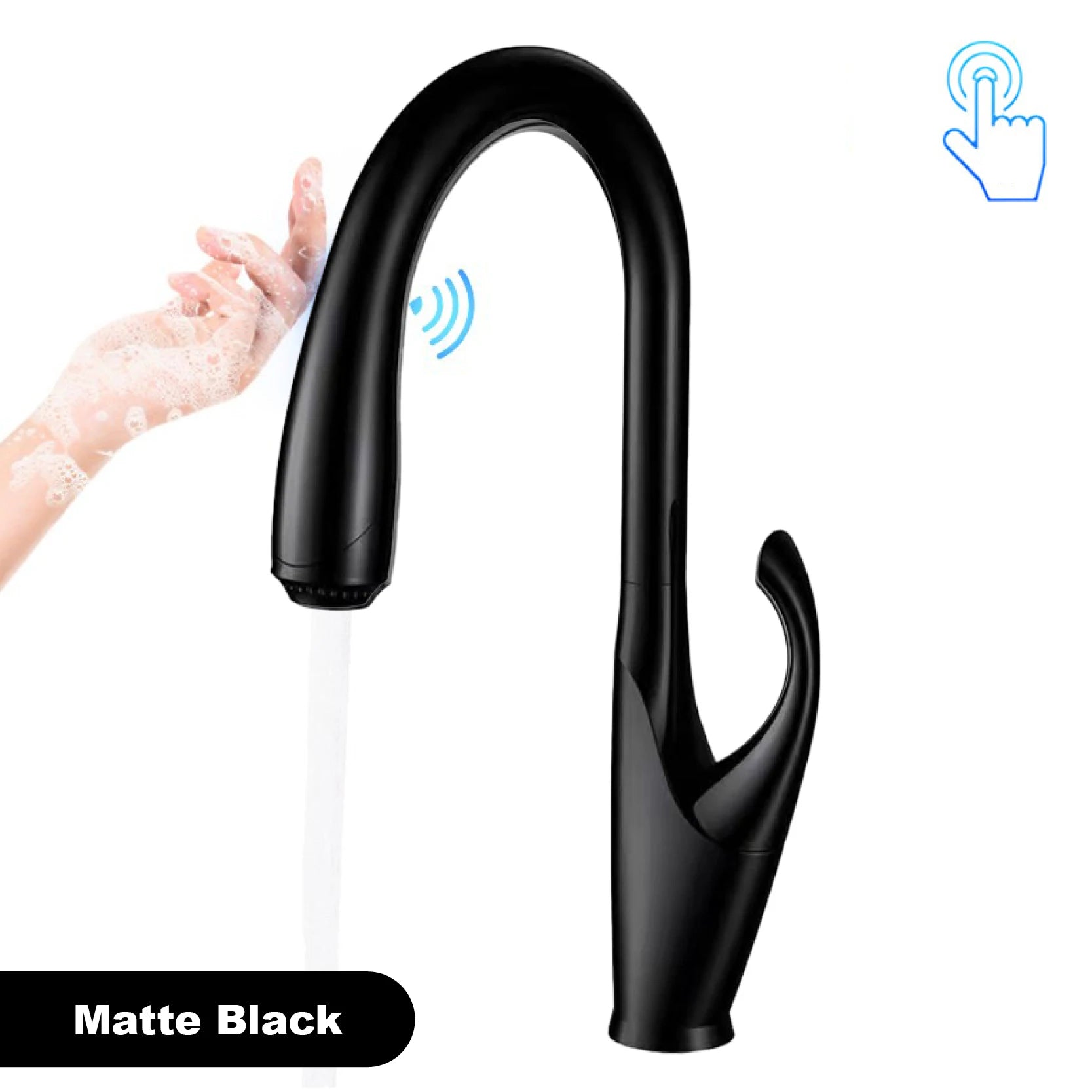 kitchen faucet, single handle, touch control, 3-function spray
