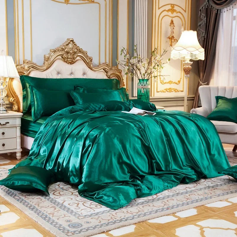 Satin Bedding Set, Duvet Cover, Bed Sheet, Pillowcase,