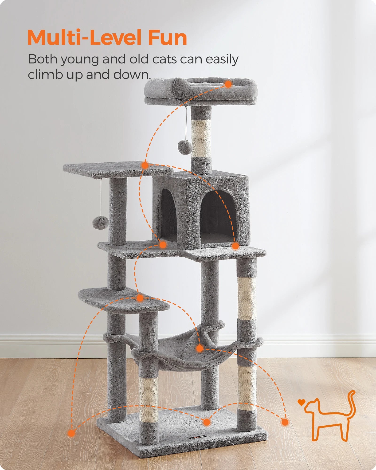 56.3-Inch Cat Tower for Indoor Cats